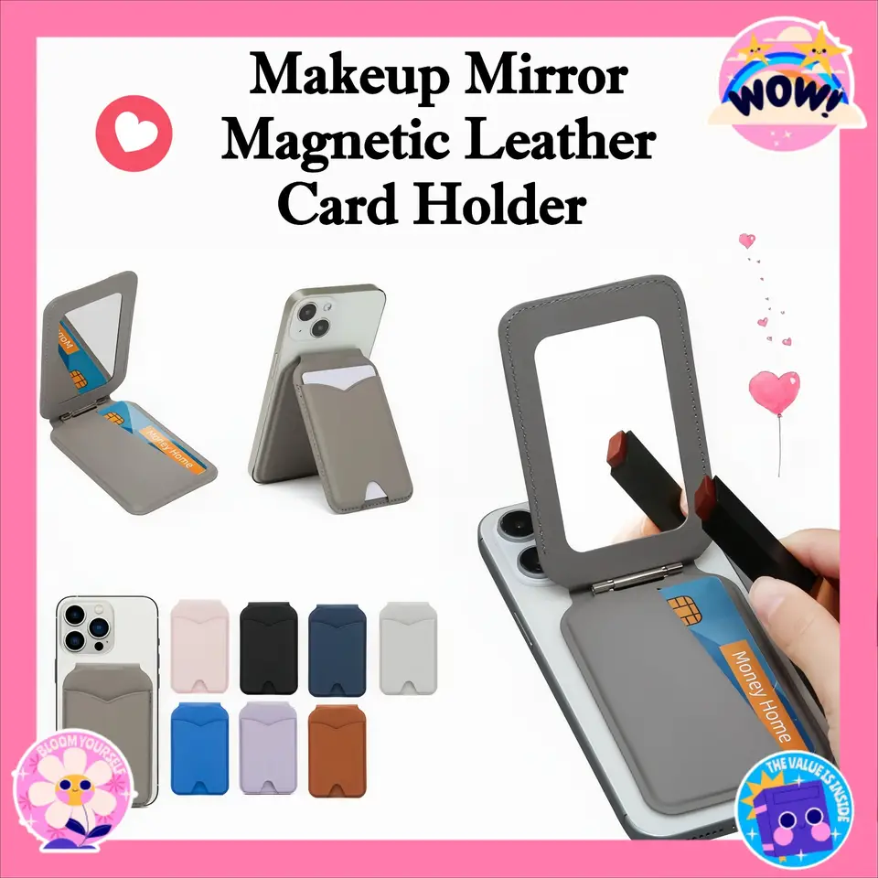 Magsafe Wallet Stand with Makeup Mirror for iPhone