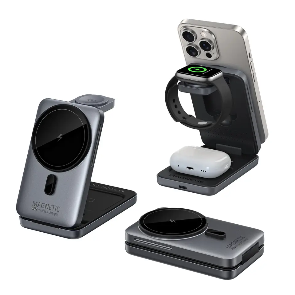 3-in-1 Magnetic Charging Station for iPhone Watch AirPods